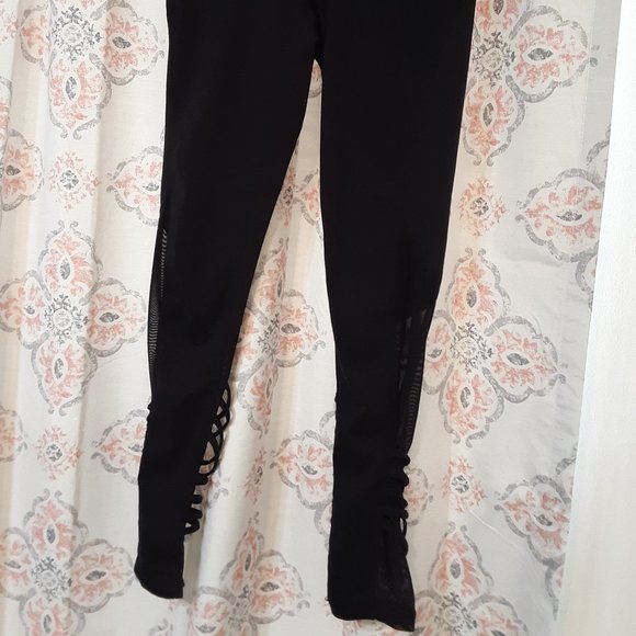 SALE EUC Black Leggings/mesh/sheer bottoms Sz S - Picture 2 of 12